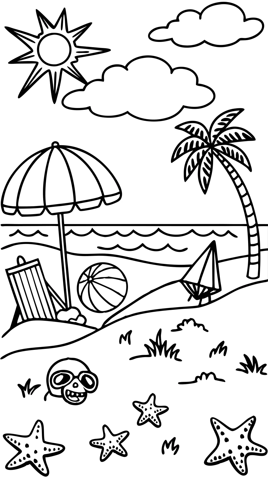 coloring page beach